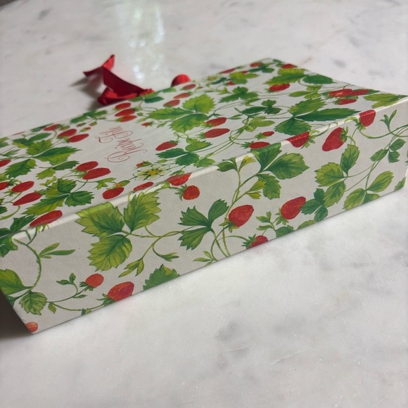 Vintage 80s Hallmark strawberry expanding recipe file folder with ribbon closure - Picture 4 of 9